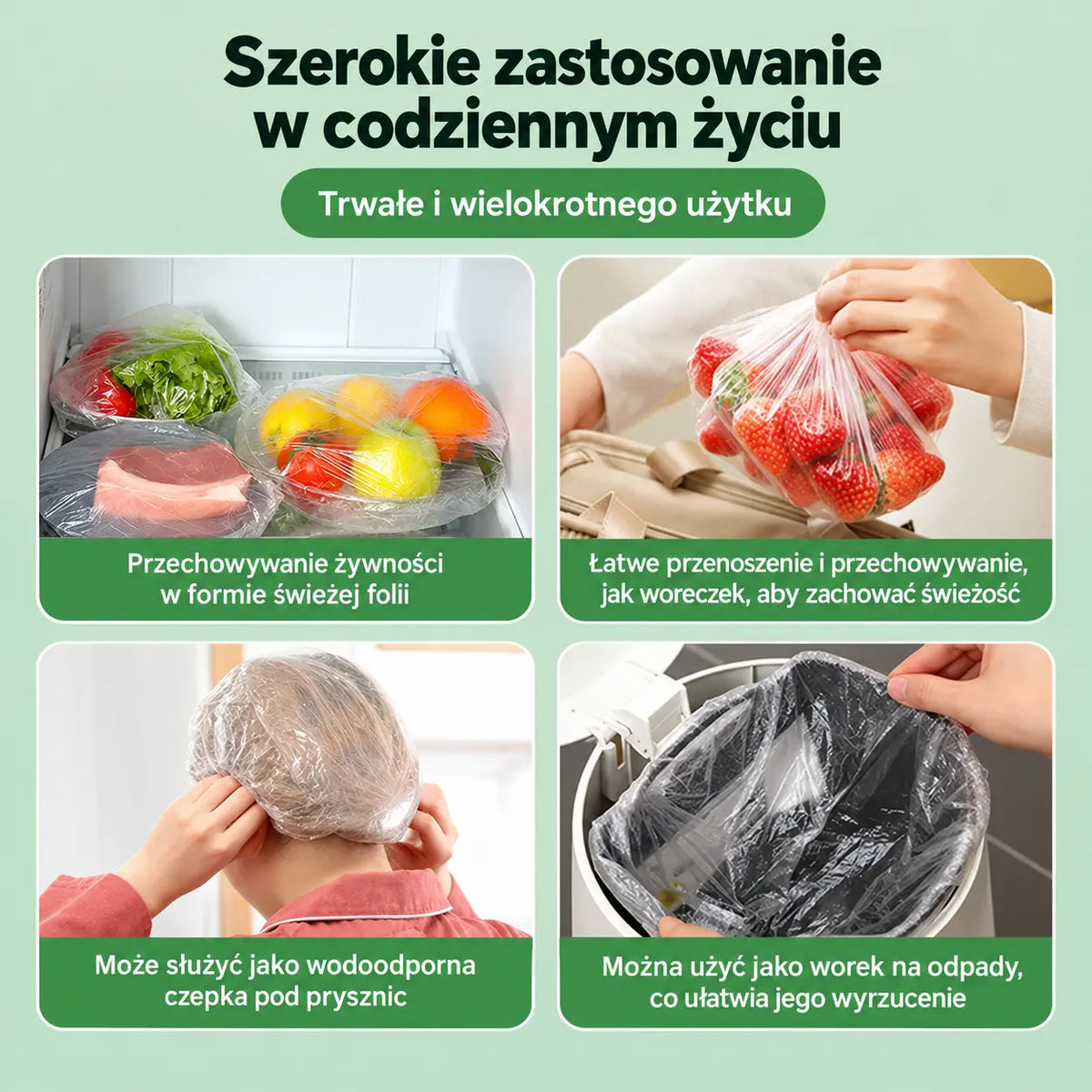 🔥🔥 【Zestaw 500 sztuk】-- 139 PLN 【Ostatnia okazja: połowa ceny】✨ 500 elastycznych osłonek na żywność wielokrotnego użytku