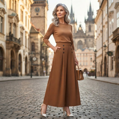 【M-5XL】Eleganckie spodnie damskie plisowane z wysokim stanem i szerokimi nogawkami, luźny krój, podkreślające figurę, przewiewne i wygodne latem.