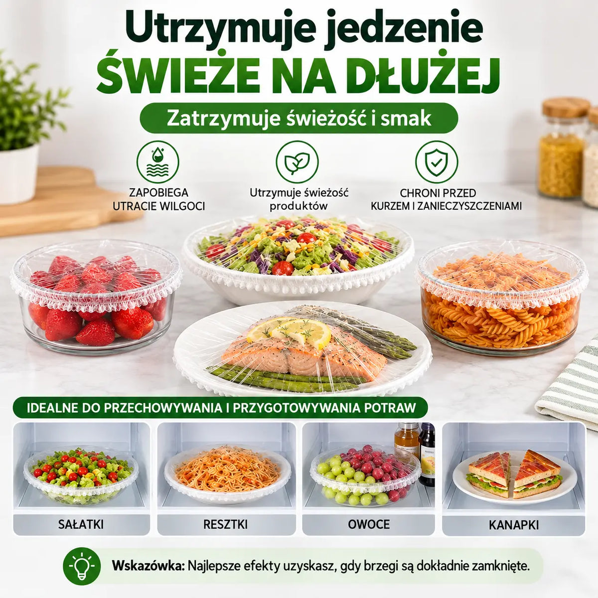 🔥🔥 【Zestaw 500 sztuk】-- 139 PLN 【Ostatnia okazja: połowa ceny】✨ 500 elastycznych osłonek na żywność wielokrotnego użytku