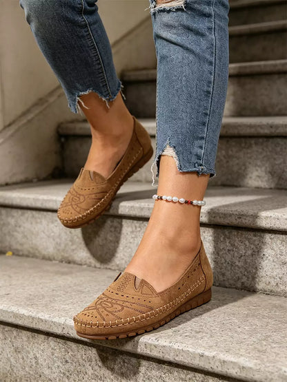 😍【36-43】Perforowane baleriny w stylu retro | Miękka podeszwa, codzienny komfort | Wsuwane, duże rozmiary