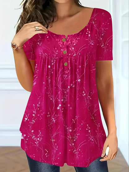 📢【Zniżka ograniczona czasowo】【L-6XL】🔥【2 sztuka 149】🔥🦋Plisowana tunika damska z kwiatowym nadrukiem – elegancja, która porusza się razem z Tobą.🌸
