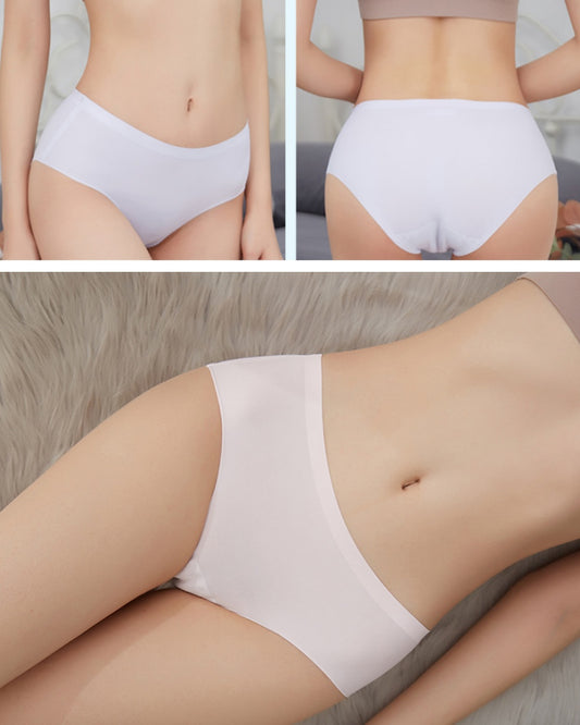 【Artículos esenciales para el hogar】 Compra 3 y llévate 3 gratis: braguitas de seda helada de cintura media para mujer sin costuras