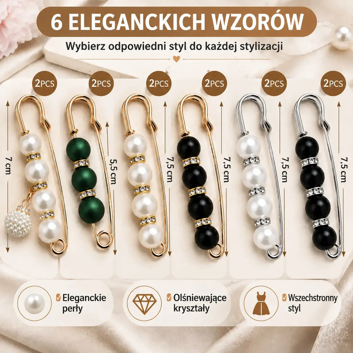 ✨ Eleganckie perłowe klipsy do regulacji talii i dekoltu (zestaw 12 sztuk: 6 wzorów × 2 sztuki) 👗 | 💎 Bez szycia · Eleganckie i praktyczne