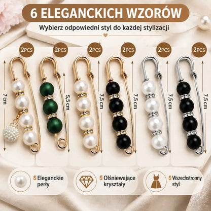 ✨ Eleganckie perłowe klipsy do regulacji talii i dekoltu (zestaw 12 sztuk: 6 wzorów × 2 sztuki) 👗 | 💎 Bez szycia · Eleganckie i praktyczne