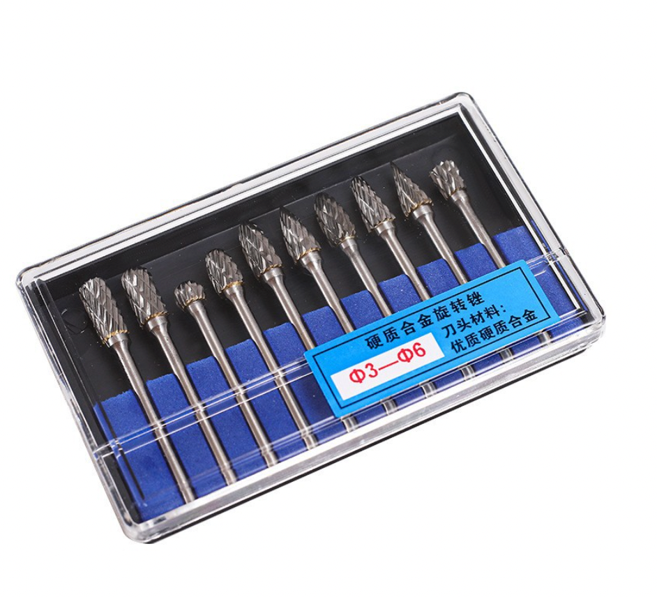 Set glodala od tvrdog metala 1/4" drška 10-dijelni brusni brusni nastavci za metal, drvo, zavarivanje, beton, kamen, brušenje, pomicanje, uklanjanje krakova, graviranje, poliranje, dvostruko rezanje
