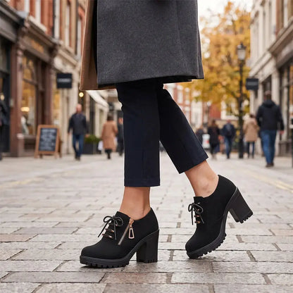 【35-42】🤎 Damskie brązowe botki na obcasie w stylu vintage — połączenie stylu i wygody