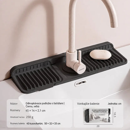 🚰【Silikónová odkvapkávacia podložka na batériu】Pomáha udržiavať váš drez usporiadaný a suchý. Praktická na každodenné umývanie riadu aj upratovanie! ✨