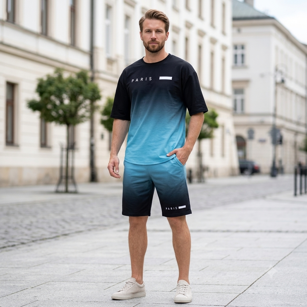✨【S-3XL】Męski 2-częściowy letni zestaw sportowy – wygodna koszulka z krótkim rękawem i spodenki na co dzień i do domu