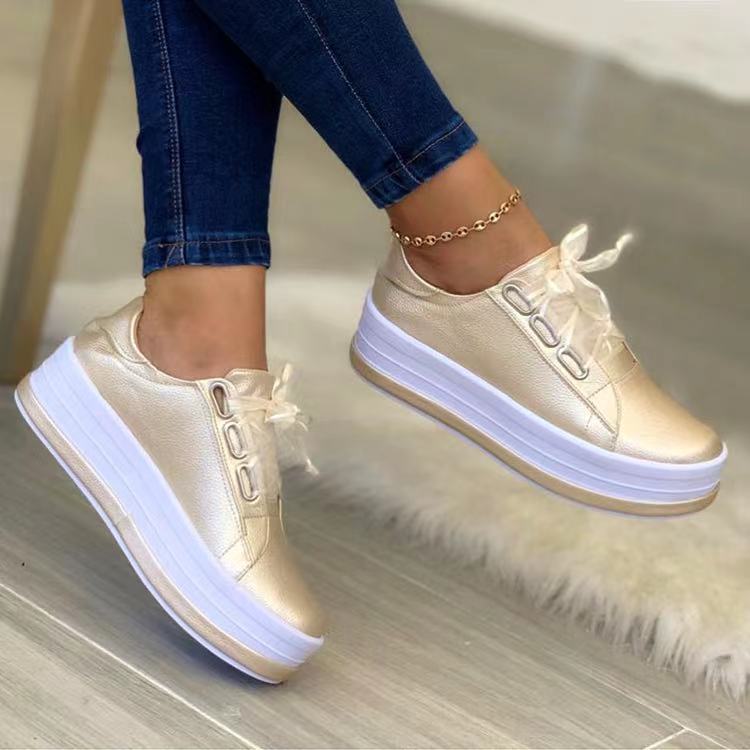 Nowe damskie buty codzienne z okrągłym noskiem i grubą podeszwą (35–43)