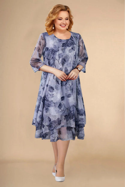 🌺【L-5XL】Krótka sukienka midi w kwiaty z krótkim rękawem