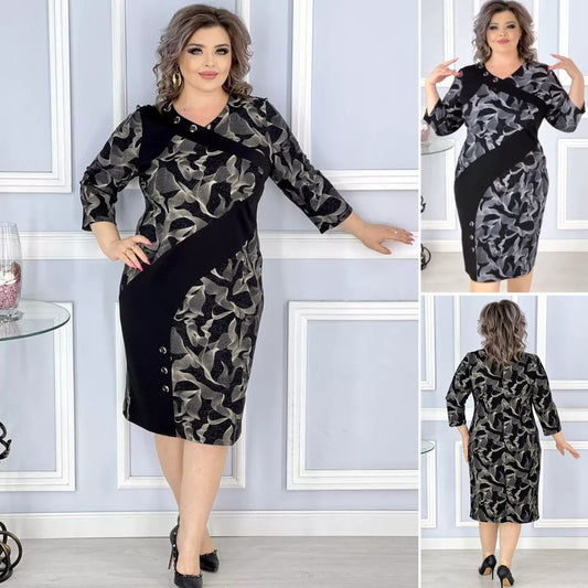 【【🏆 hit sprzedażowy】🌷【rozmiary S-5XL】Eleganska, modelująca sukienka z falowanymi wstążkami – nowość 2025
