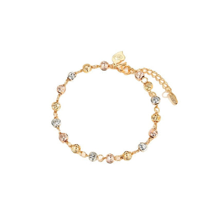 🤍🎀Más vendido✨ Pulsera de cuentas de ojo de gato en oro rosa brillante de 18 quilates