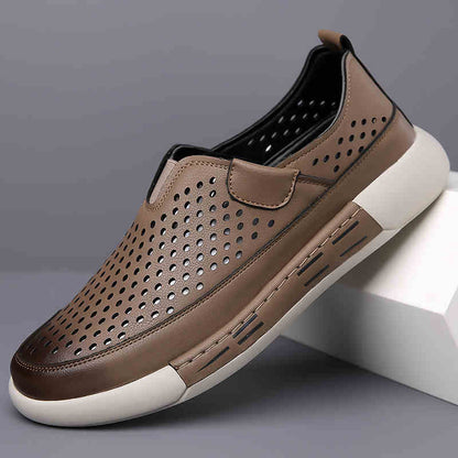 🔥【Zniżka ograniczona czasowo】【39-44】🔥Nowe letnie męskie buty skórzane z miękką podeszwą, wygodne, oddychające, miękkie i odporne na zużycie