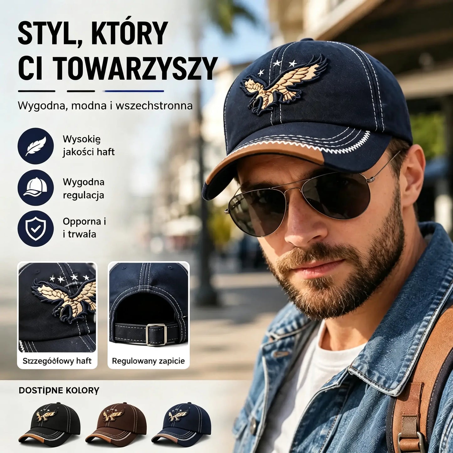 🔥 Bestseller 【Płatność przy odbiorze】 💙 Czapka z daszkiem i haftem orła