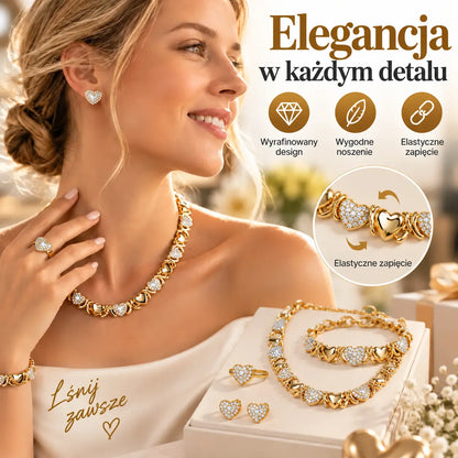 🎁 Wczesna oferta świąteczna: połowa ceny 🎅 4-częściowy, pozłacany klasyczny zestaw biżuterii w kształcie serca