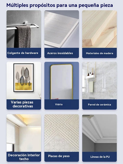 🔥[Compra 2 y llévate 2 gratis]🏠Adhesivo doméstico versátil y práctico sin clavos. ⚡No requiere taladro, resistente al agua. ⚡Se puede usar en metal, plástico, azulejos, cerámica, vidrio y madera.