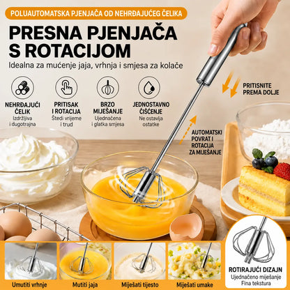 23 € [Set od 2 dijela] Poluautomatska pjenjača za jaja od nehrđajućeg čelika