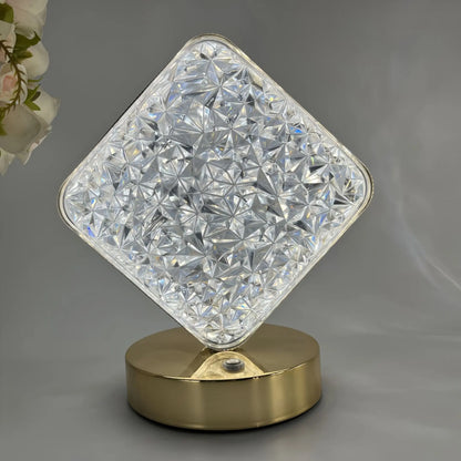 📢📢 Sleva 50 %! ✨ Skleněné noční světlo s geometrickým designem: dotykové ovládání, 3 barvy, nabíjení přes USB, 🏠 útulné osvětlení do ložnice.
