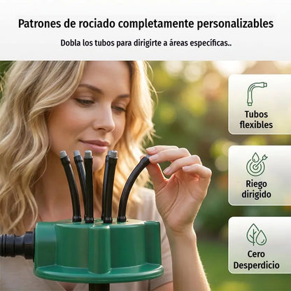 ✨ Aspersor automático multicabezal de jardín de 360°