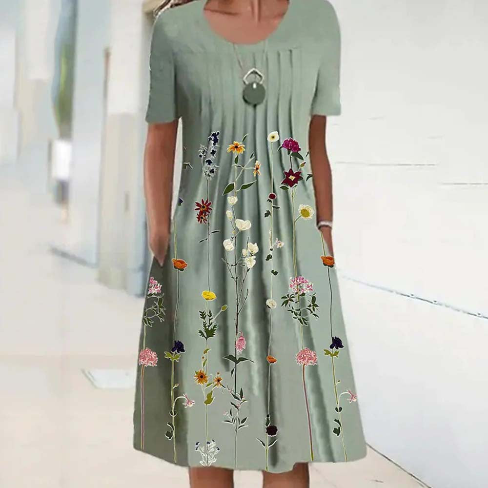 😍【Zniżka ograniczona czasowo】【S-3XL】🦋2026 Wiosna i Lato Nowa Moda Damska Sukienka Z Okrągłym Dekoltem Nadrukowana