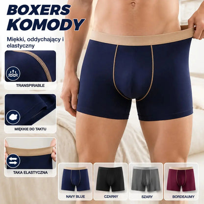【Zestaw 4 sztuk】 【XL–9XL】 Wygodne męskie bokserki — Materiał z czystej bawełny; przewiewny, elastyczny i miękki w dotyku. 【45 kg–150 kg】