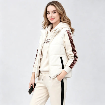 [Camiseta + Chaleco + Pantalones]Elegante conjunto de 3 piezas abrigado para otoño e invierno