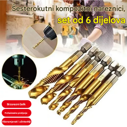 Set od 6 brzih konusnih svrdla za žicu, prikladnih za metale, čelik, drvo i plastiku.