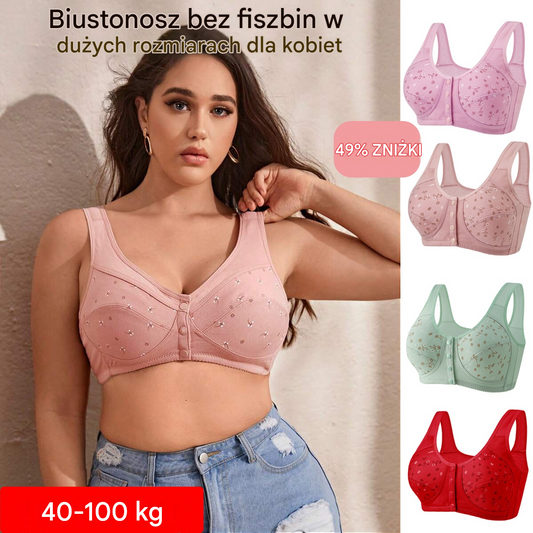 😍40-100 kg❤️【3 sztuki】Biustonosz damski bez fiszbin z zapięciem z przodu