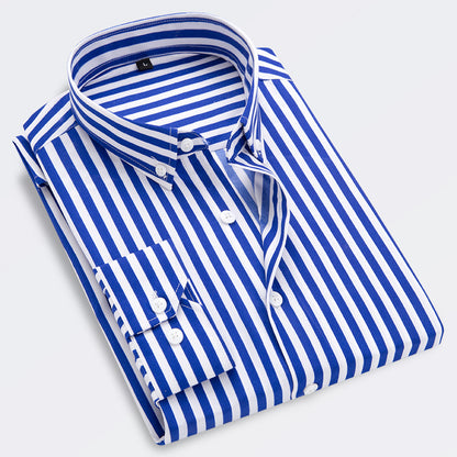 🔥50% отстъпка👕【M-5XL】Мъжка бизнес риза с дълъг ръкав на райета 2026