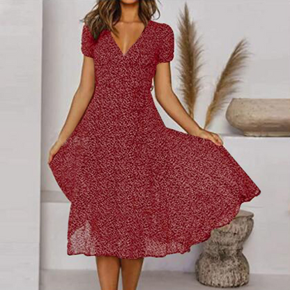 🌈👗 50% de descuento 🔥【40-100 kg】Vestido de manga corta con escote en V y estampado de lunares, tallas grandes ✅️Pago contra entrega