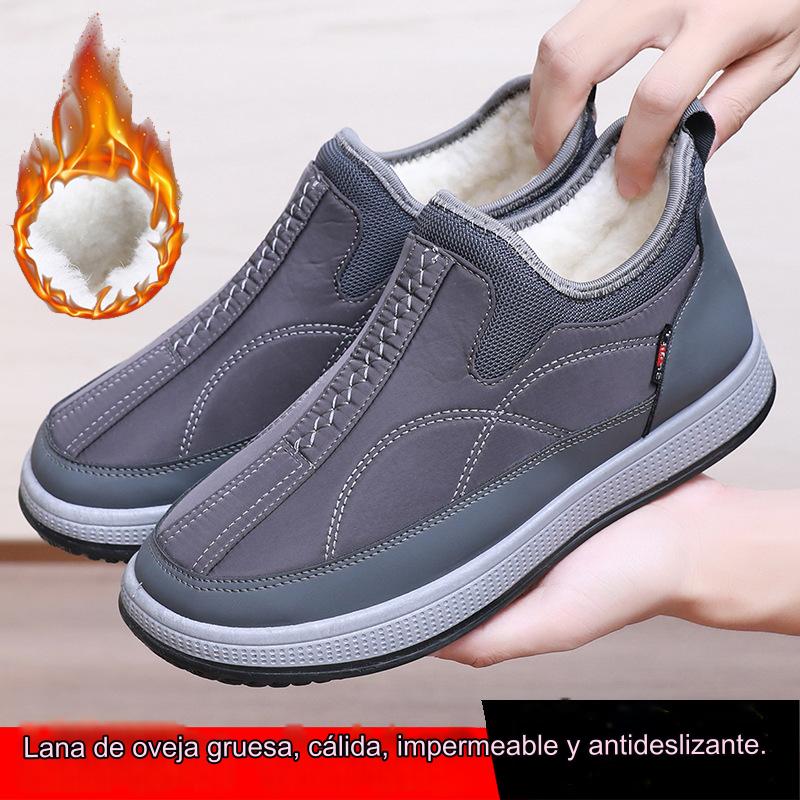 【38-45】 2026 nuevos zapatos de algodón cálidos engrosados de terciopelo para hombres de otoño e invierno