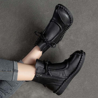 🌷Nowości z wczesnej jesieni 2025 w przedsprzedaży 🎉🌟【35-40】👢Klasyczne, damskie, retro, modne, krótkie, skórzane buty z miękką podeszwą i bocznym zamkiem błyskawicznym