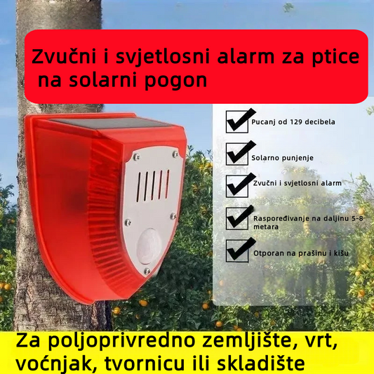 🔥Vruća rasprodaja🔥Solarni zvučni i svjetlosni alarm za odbijanje ptica, crveno svjetlo bljeska za odbijanje životinja, pogodno za poljoprivredno zemljište, dvorište, voćnjak
