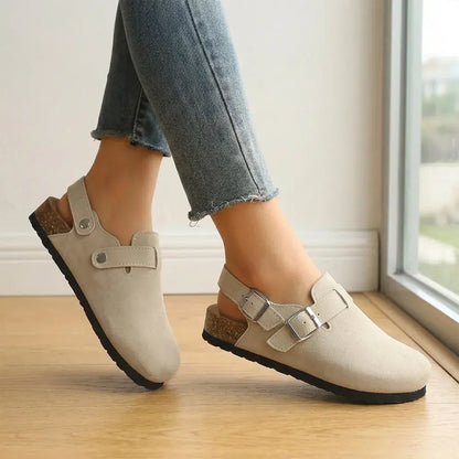 👟【35-45】Sandały typu mule na platformie w dużych rozmiarach – wsuwane, zapinane na klamrę – wygodne, szerokie, damskie buty