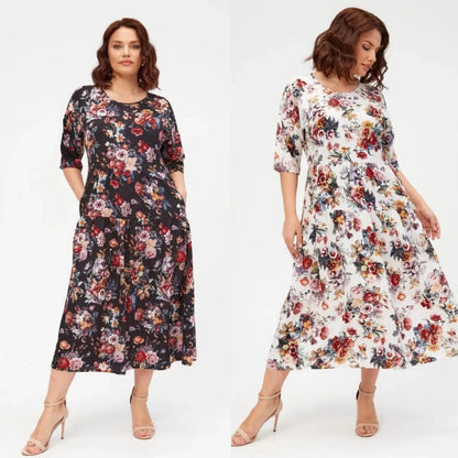 💃✨【S-5XL】Nowa elegancka sukienka z szyfonu z nadrukiem, duży rozmiar, miękka i wygodna
