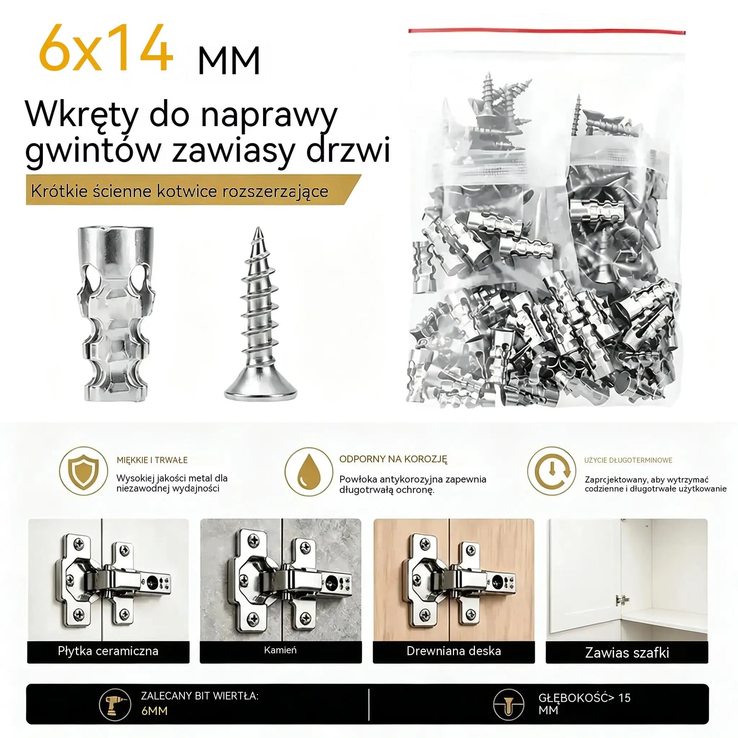 🛠️【100 par】🔩 Zestaw samowiercących kotew do płyt gipsowo-kartonowych ze śrubami 🧱 – łatwe w montażu akcesoria do montażu na ścianie