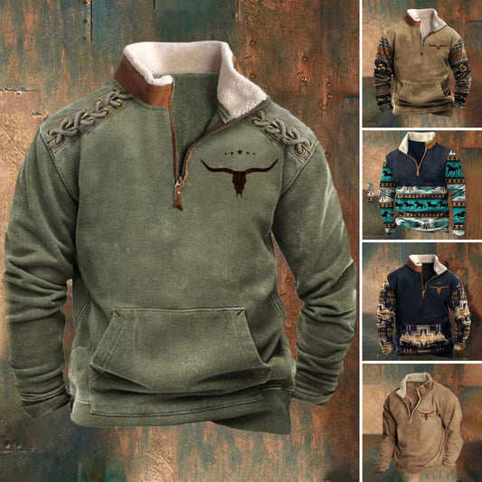 💥Нови продукти в разпродажба💥【S-4XL】2025 Есенно-зимен мъжки моден, топъл пуловер с дълъг ръкав и 3D щампа.Модерни, стилни и удобни