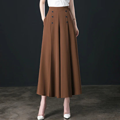 💐🌷【M-5XL】Falda de pantalón de pierna ancha y cintura alta drapeada a la moda para mujer