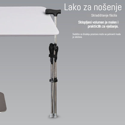 ✨2 u 1 sklopivi štap za hodanje sa stolicom, štakom protiv pada, sklopivim i prenosivim✅Teleskopski planinarski štapovi