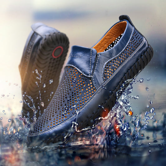 💥🔥【38-48】👞Nowe męskie buty ze skóry siatkowej na wiosnę i lato - duże rozmiary - prawdziwa skóra bydlęca, odporne na pot i nieprzyjemny zapach, oddychające i wygodne🔥💥