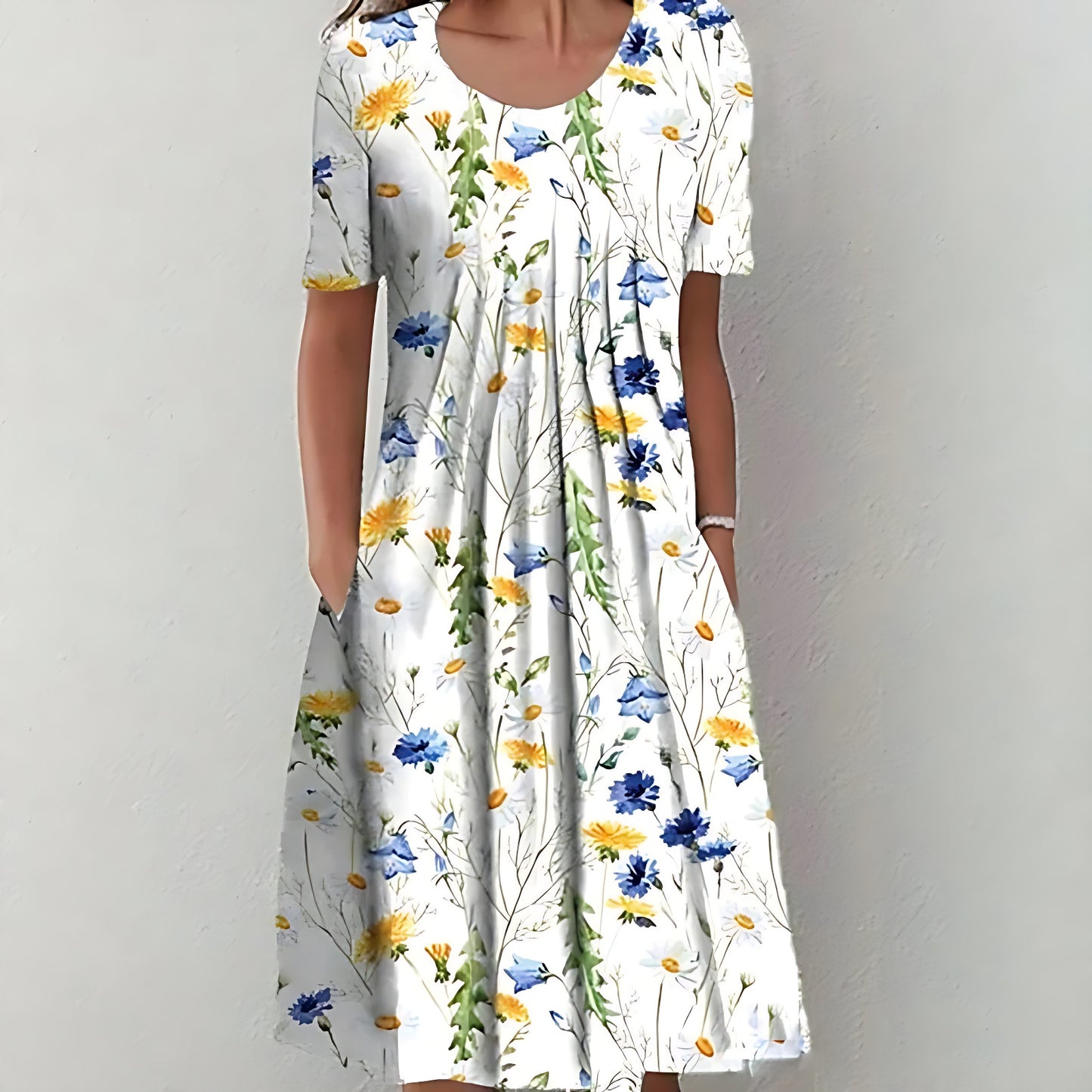 😍【Zniżka ograniczona czasowo】【S-3XL】🦋2026 Wiosna i Lato Nowa Moda Damska Sukienka Z Okrągłym Dekoltem Nadrukowana