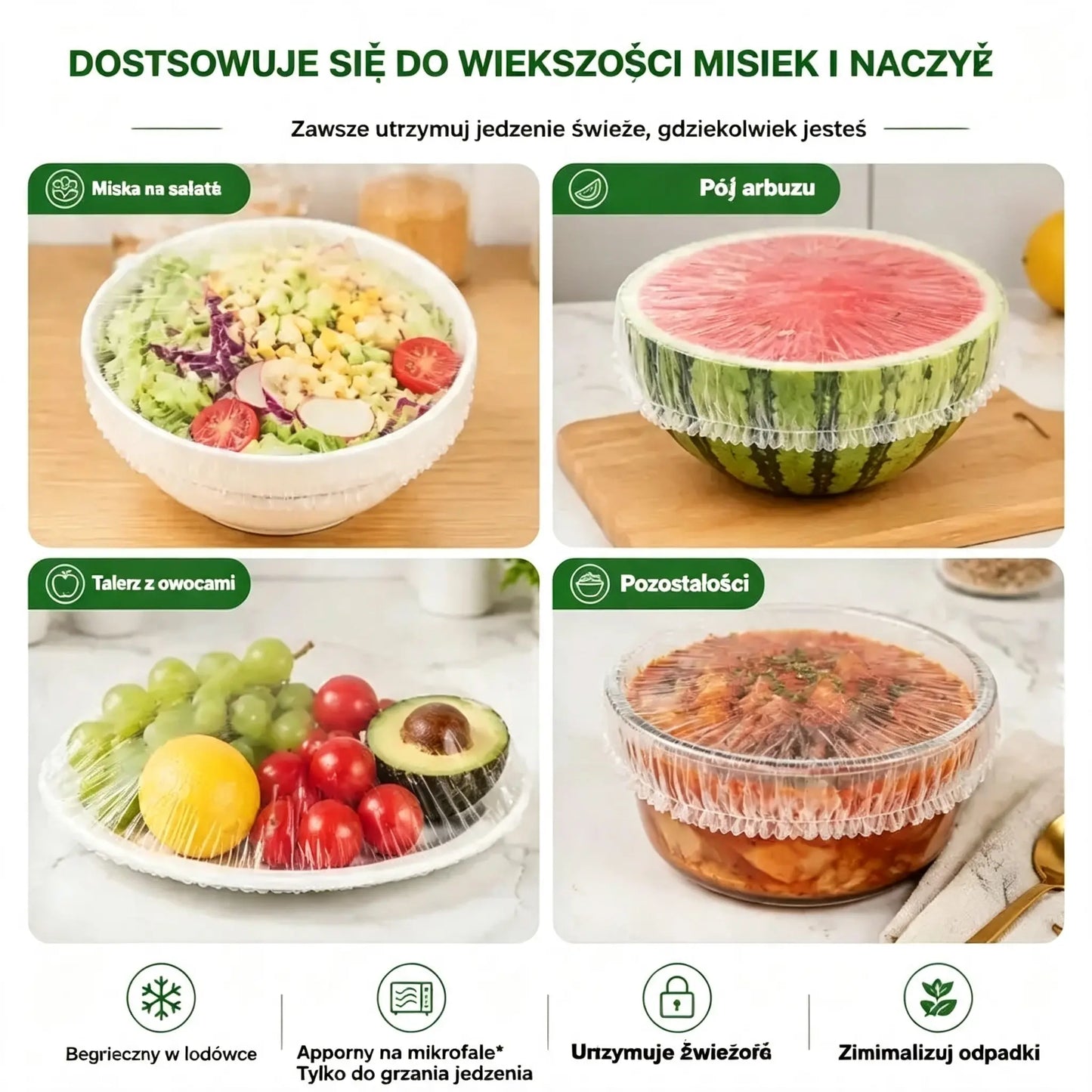 ⏳50% zniżki🔥【300 sztuk】🎉Im więcej kupisz, tym więcej zaoszczędzisz🎁Jednorazowe elastyczne pokrywki do żywności, odpowiednie do misek i talerzy