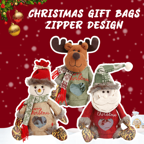 🔥Worek prezentowy Świętego Mikołaja, świąteczny bestseller! Możesz włożyć prezenty do worka z pluszową zabawką.