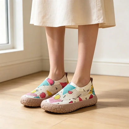 【36-43】Damskie buty wsuwane z płótna z nadrukiem – lekkie, na miękkiej podeszwie, na co dzień – oddychające, malowane mokasyny