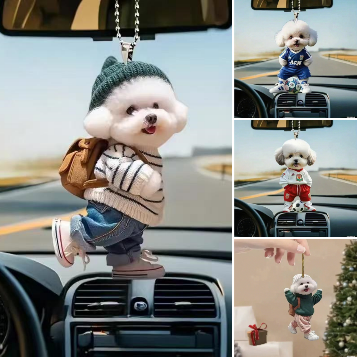 💖¡Superventas!🐶 [Paquete de 5] Creativo y adorable llavero de cachorro de peluche, perfecto para decorar el interior del coche o el bolso.