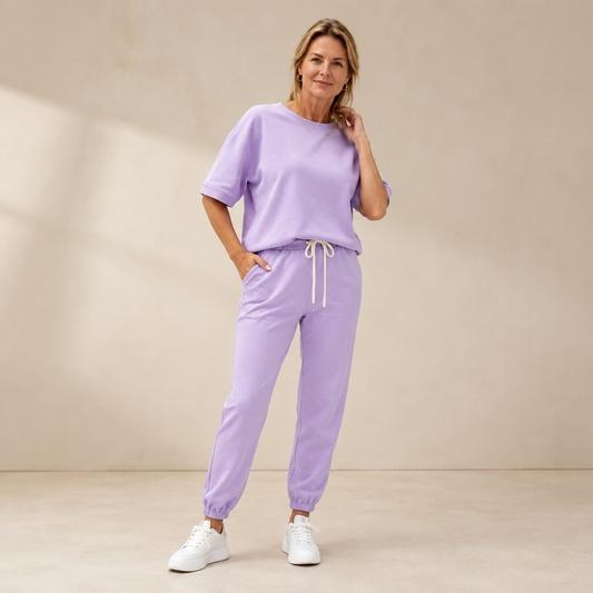 🔥【Zniżka ograniczona czasowo】【S-5XL】✨ Damski zestaw casualowy z jednolitym topem i spodniami