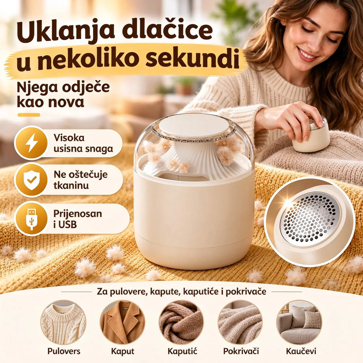 ✨Uređaj za uklanjanje mucica + glave za rezanje sa 6 oštrica (3 komada)--Samo 24 eura🧶 Prijenosni i kompaktni aparat za uklanjanje mucica