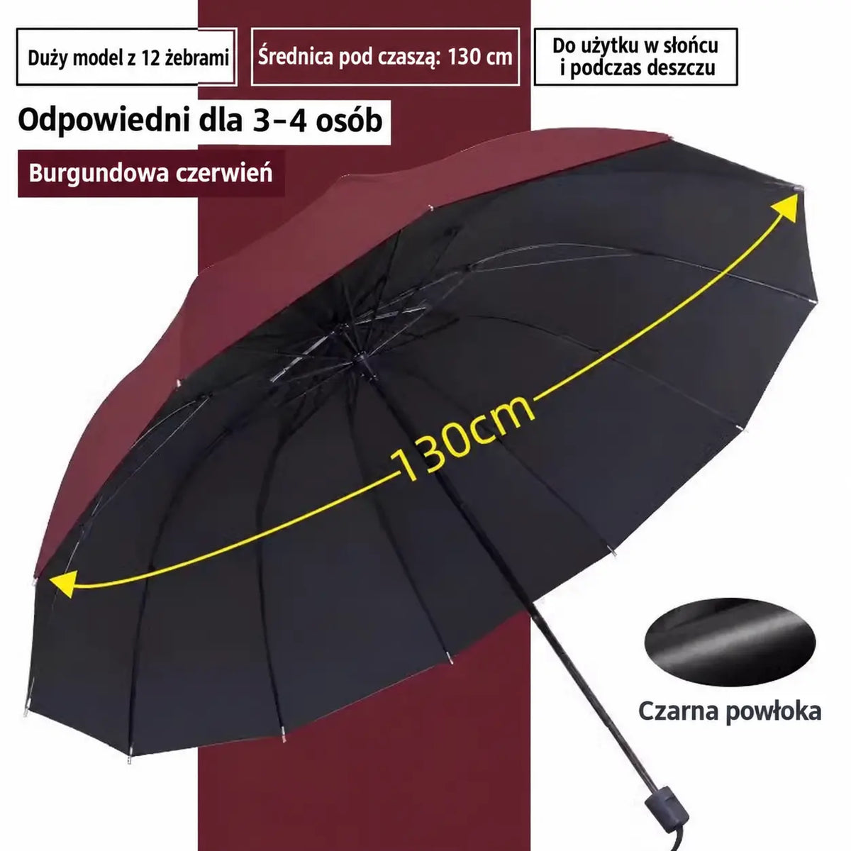 ☔ Składany parasol z 12 żebrami – wiatroodporny, wodoodporny i lekki; chroni przed deszczem i słońcem 🌞