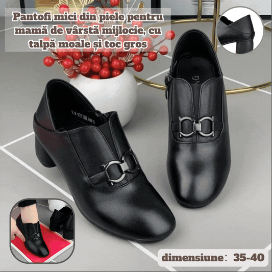 👠✨ Eleganckie i wygodne - 【35-40】damskie skórzane buty na modnych grubych obcasach 👠✨