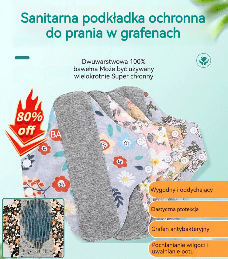 【🔥5 sztuk – 50% zniżki, oferta limitowana】 Wielorazowe wkładki higieniczne do bielizny z bawełny grafenowej – antybakteryjne i zmywalne